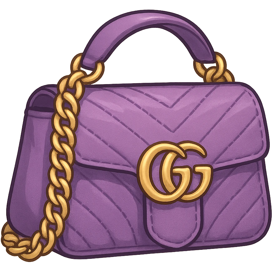Luxury Gucci handbag puple emoji