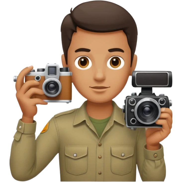Photographer with vintage film camera,single camera emoji