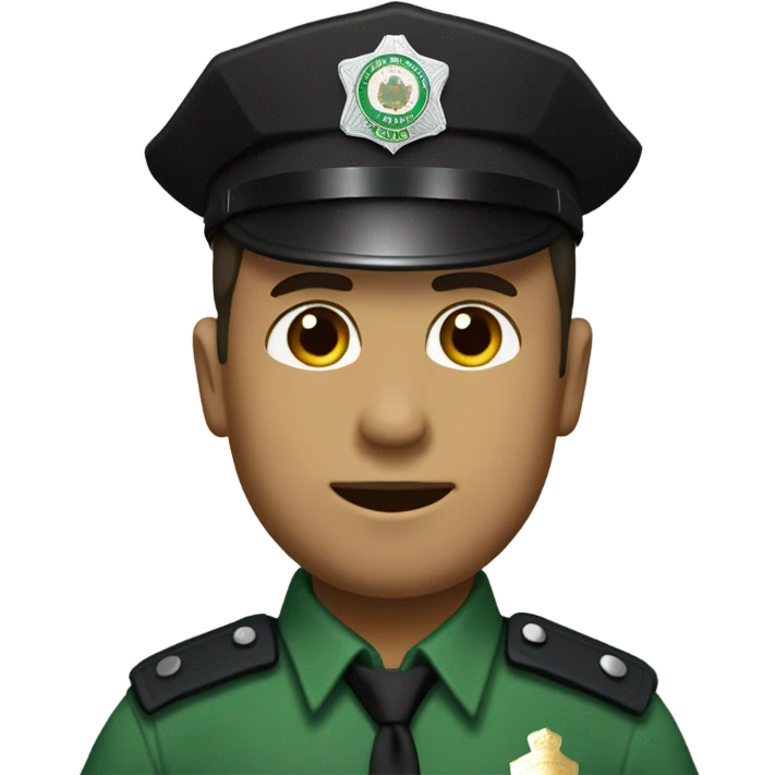 Señor adulto vestido de policía verde con cabello negro corto  emoji
