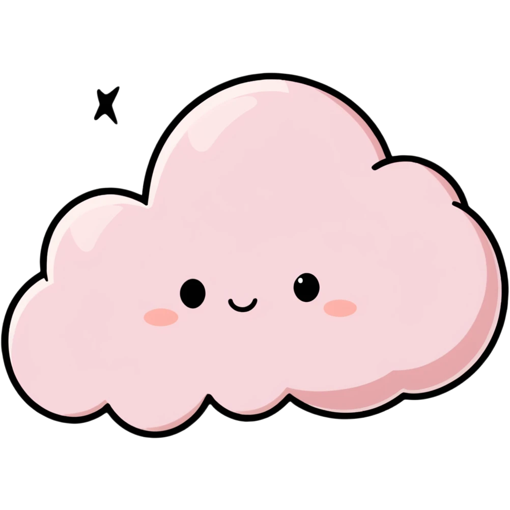 soft pink cloud with twinkling stars emoji