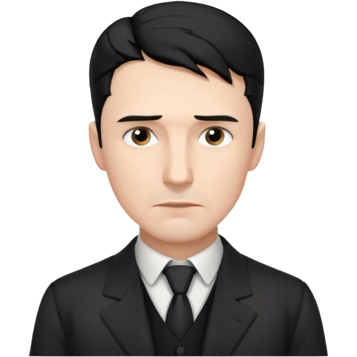 Nikolai Tesla,pensive, half body, blakc hair emoji