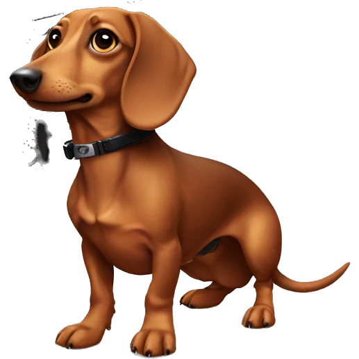 dachshund holding a fake gun emoji