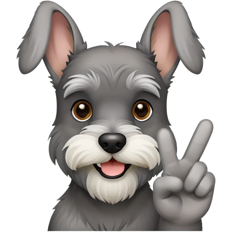 schnauzer holding up a peace sign  emoji