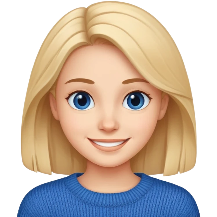 smiling girl in blue sweater emoji