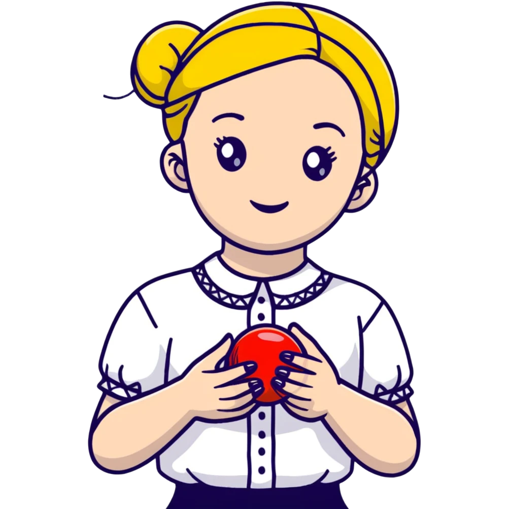 A young Ukrainian girl in a white embroidered shirt holds a ball of thread in her hand emoji