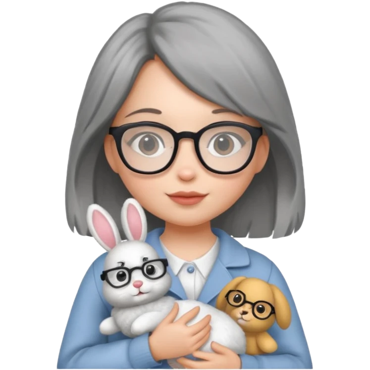 Girl with glasses → holding a toy rabbit emoji