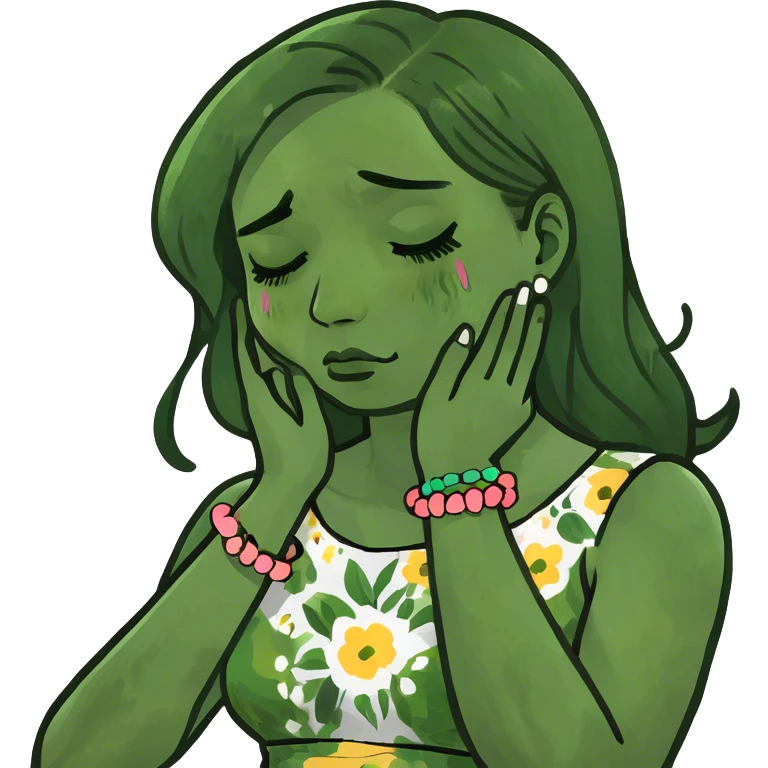 Girl choking neck with hands crying  emoji