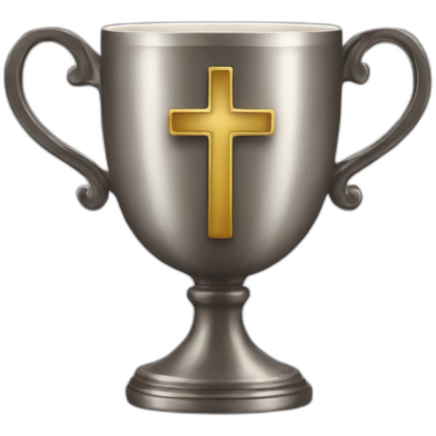 Christian cup for the winner with a cross emoji