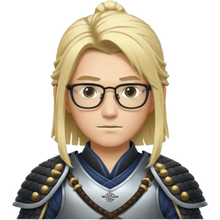 samurai, slim, long blonde hair , glasses emoji