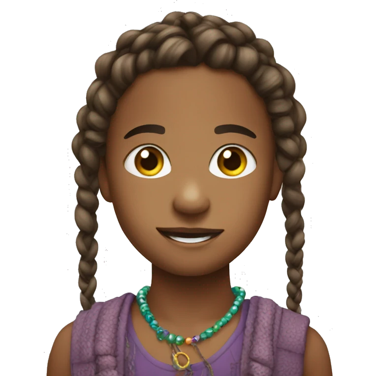 kid with braids and beads in it emoji