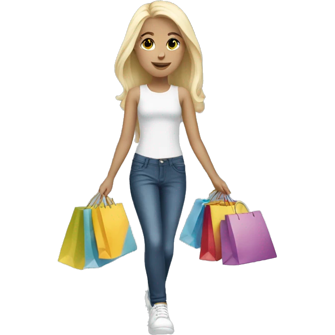 a white blonde teen girl going shopping  emoji