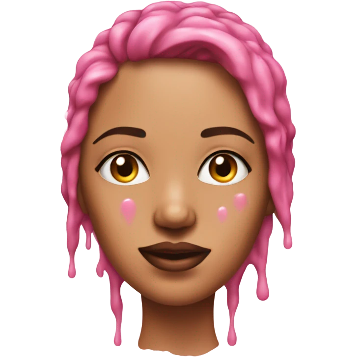 woman with sweat drips on her face ,pink realistic emoji