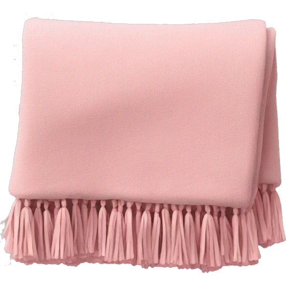 Light pink blanket with pink tassels, folded  emoji