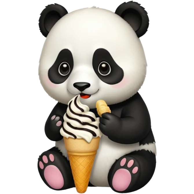Panda eating ice cream emoji