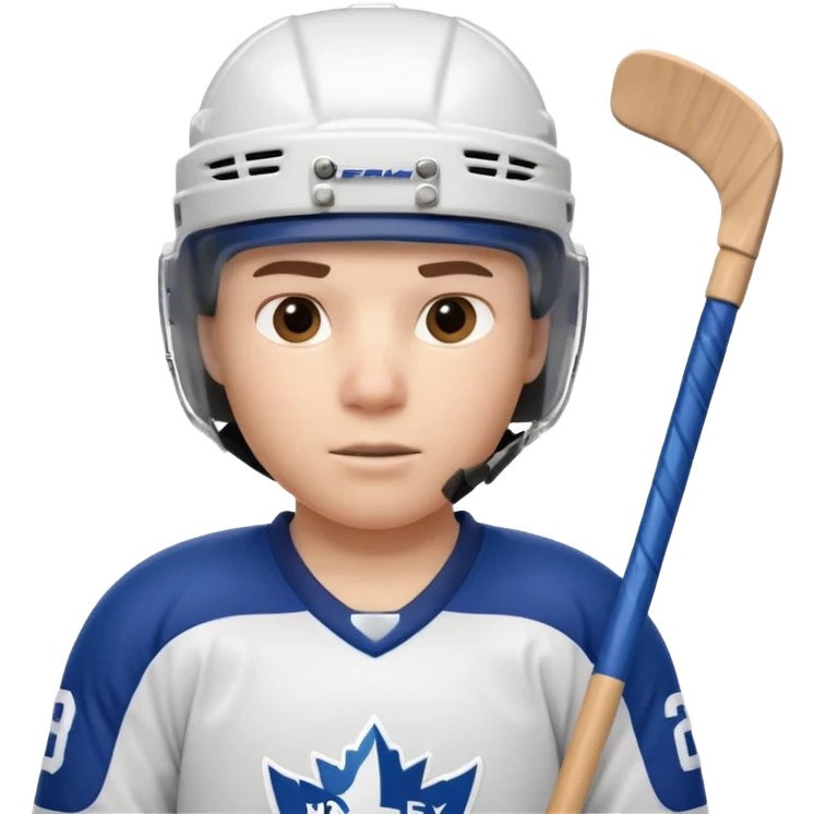 ice hockey player portrait, head and shoulders only, wearing hockey helmet with visor, team jersey collar, holding hockey stick near shoulder, focused competitive expression, 3D cartoon style, mobile game icon style, clean background, no text, no watermark

 emoji