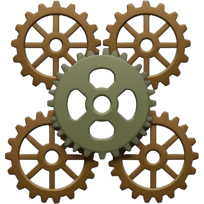 , slight diagonal orientation, thick smooth white sticker outline, muted industrial/military color palette, soft studio lighting, subtle gradients, minimal panel lines, flat simplified markings, matte materials, clean modern emoji style, icon-readable at small size, no background. emoji