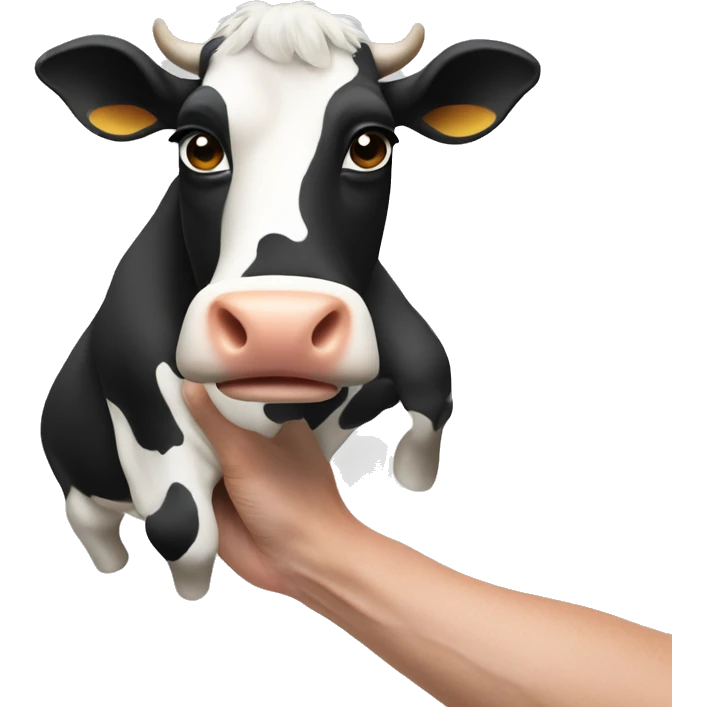 A cow on someone arms emoji