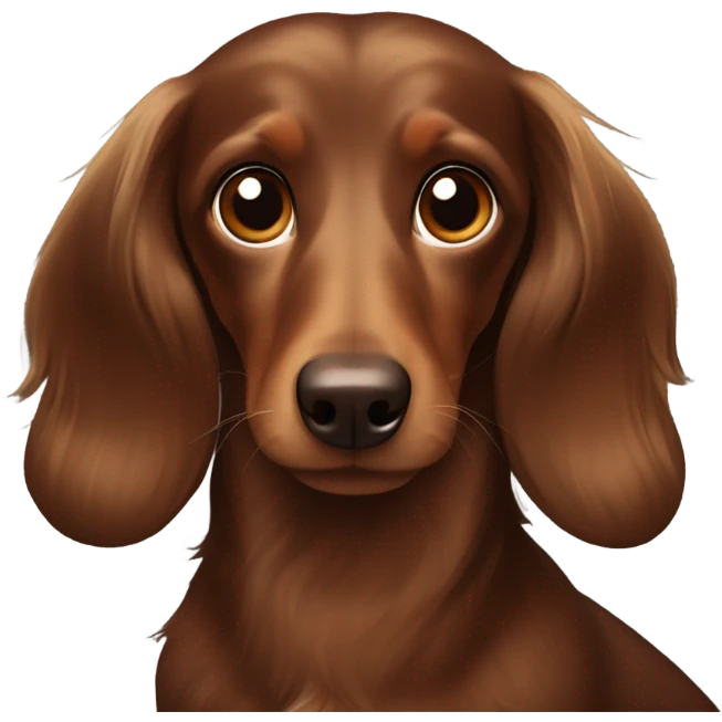 Longhaired dachs with light Brown eyes and Brown nose with Choco emoji