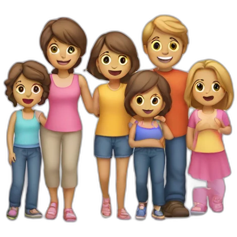 Famille de 5 personnes avec 3filles emoji