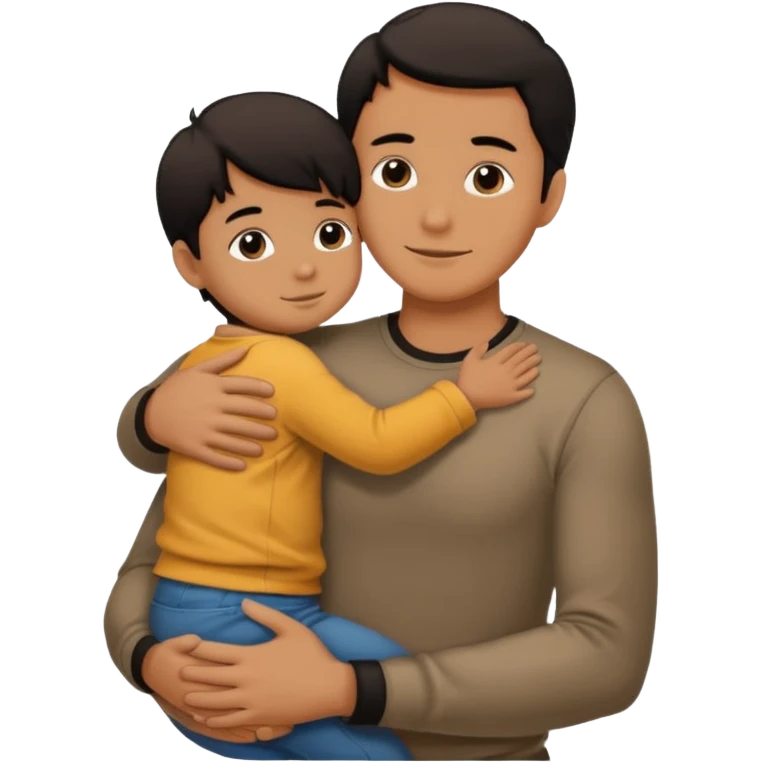 adult silhouette hugging a small child silhouette inside emoji