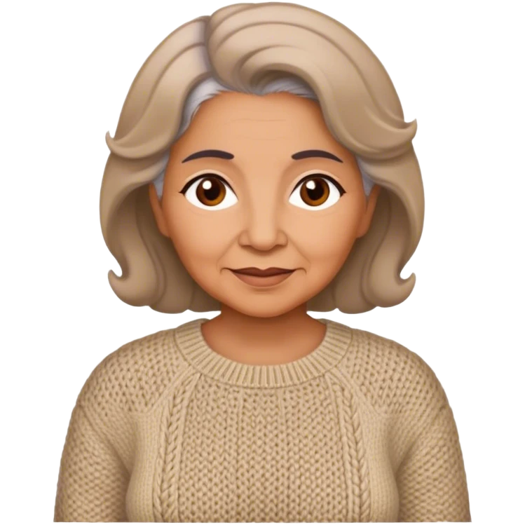 Latina grandmother, light brunette, with knitted sweater emoji