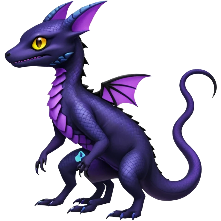 Anthropomorphic Scaley Exotic Salandit-Noibat-Umbreon-Fakémon-hybrid-creature (full body)  emoji