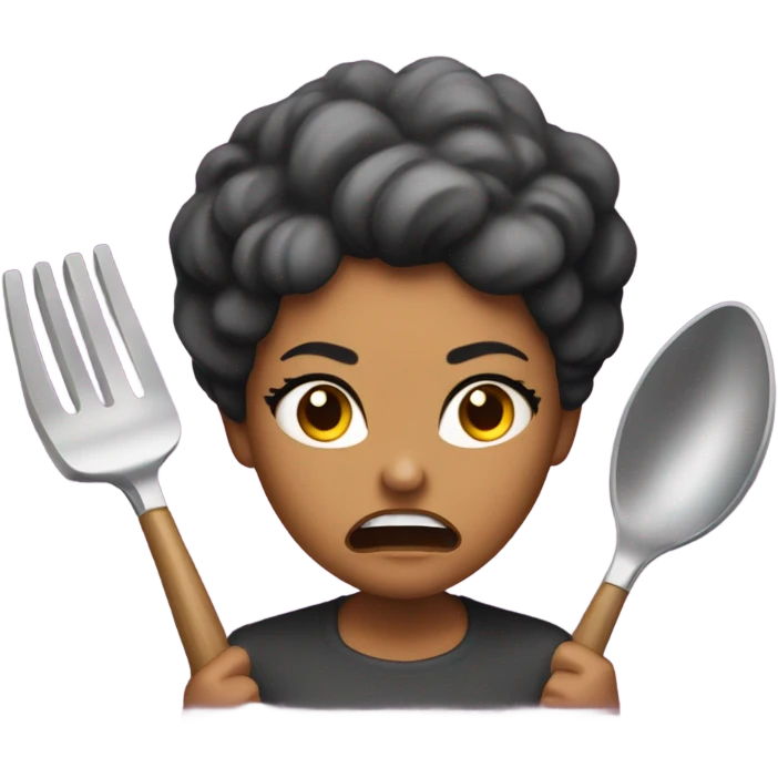 angry woman throwing kitchen utensils in anger using face with symbols on mouth emoji emoji