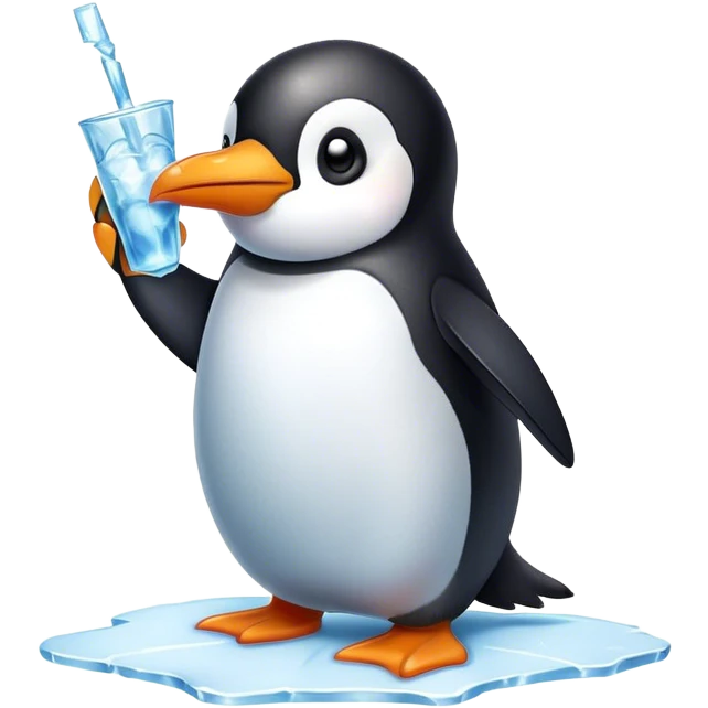 Penguin eating ice emoji