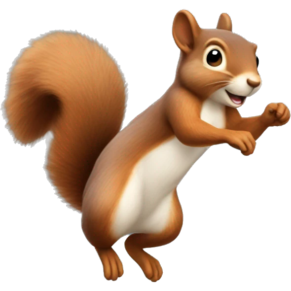 female squirrel from the front jumping with big tail
 emoji