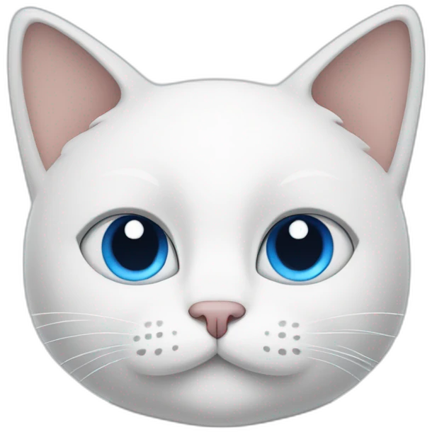 white cartoon cat with a blue right ear, with a blue spot around the right eye, and the left side is white emoji