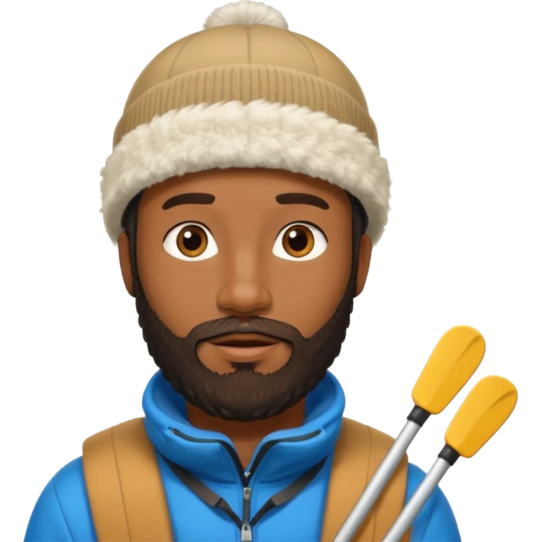 black guy with beard, ski hat, no bat emoji