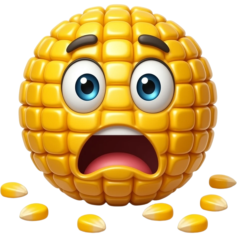 a shocked ball with corn emoji