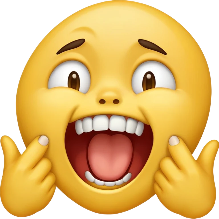 Emoji yawning with teeth and no hands covering the mouth  emoji
