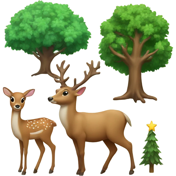 tree, deer, noel emoji