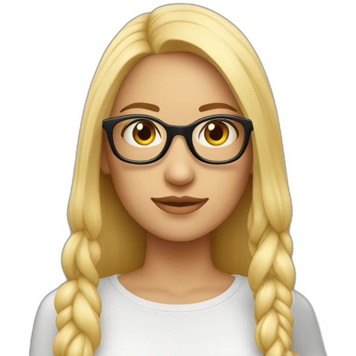  mujer blanca de cara larga sin rostro pelo largo liso rubio con lentes emoji