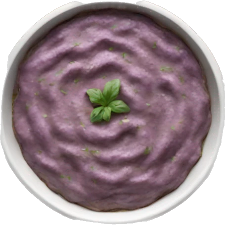 Eggplant dip in a circular dish emoji