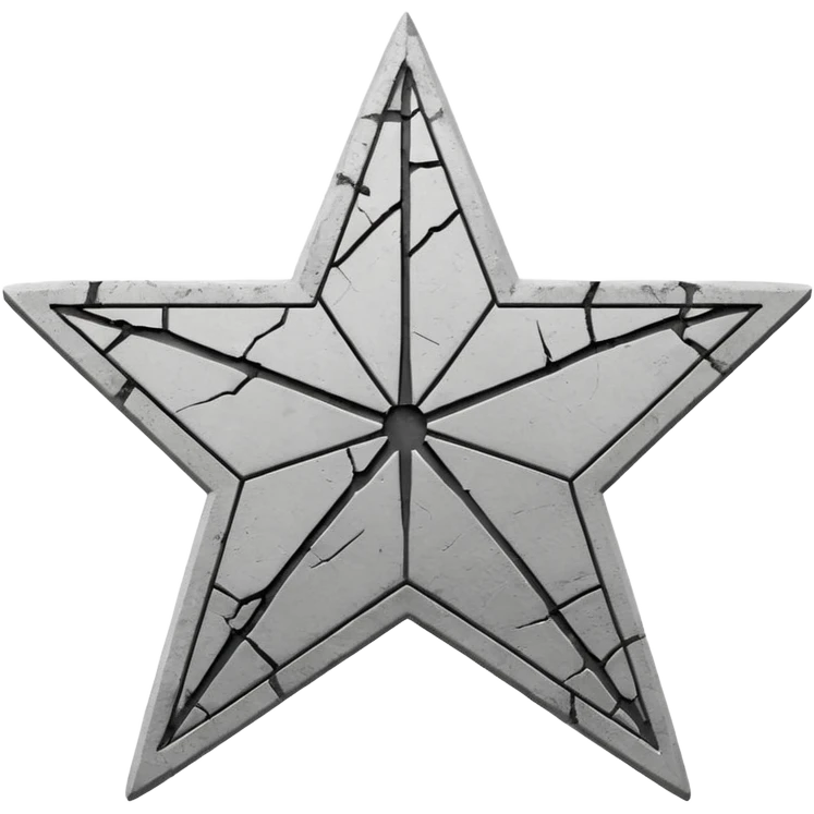 Minimalist emoji-style sticker of a cracked Walk of Fame star with a faint claw mark coming from below, grayscale and ash tones


 emoji