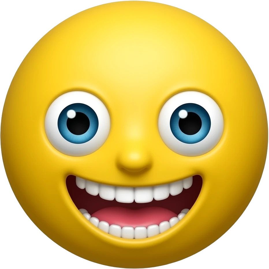 yello imoje with normal eyes and upper teath out and lower lip inside mouth emoji