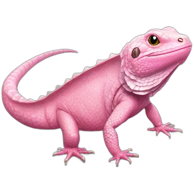 fat pink tegu lizard in moon planet emoji