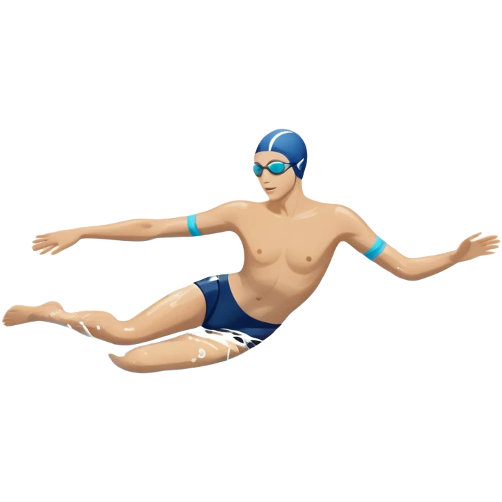 An icon showing a close-up of a swimmer's body gliding through clear pool water, with splashes around. The design includes the swimmer's arms and legs in motion, but faces are not visible. Transparent background highlights the grace and fluidity of swimming. emoji