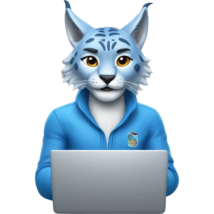 A blue lynx with a laptop emoji