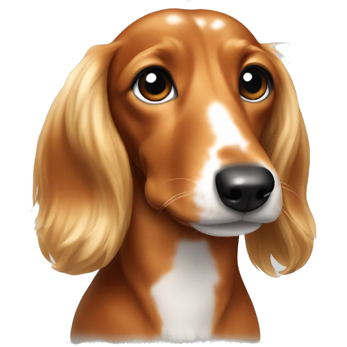 long haired dachund white with ginger ears and ginger spots around eyes emoji