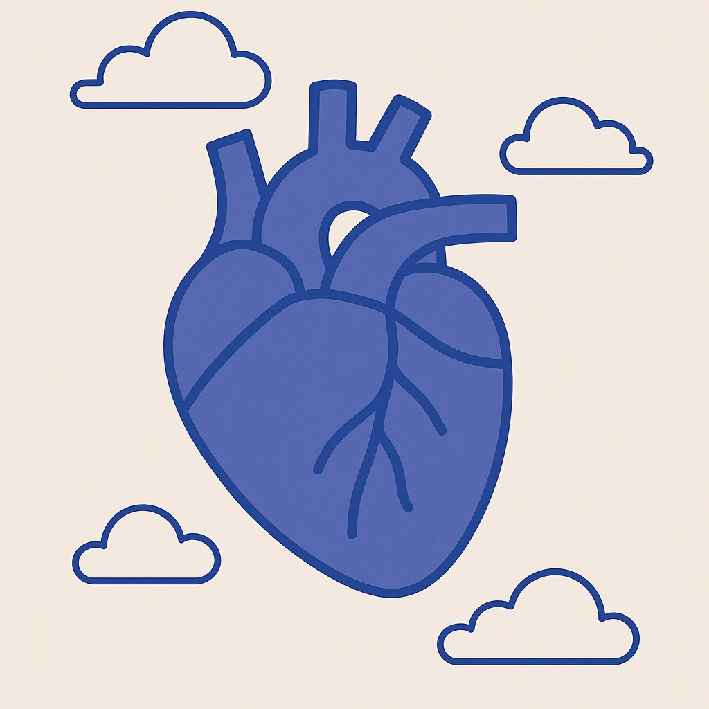 purple heart, flat blue style, minimal, no text emoji