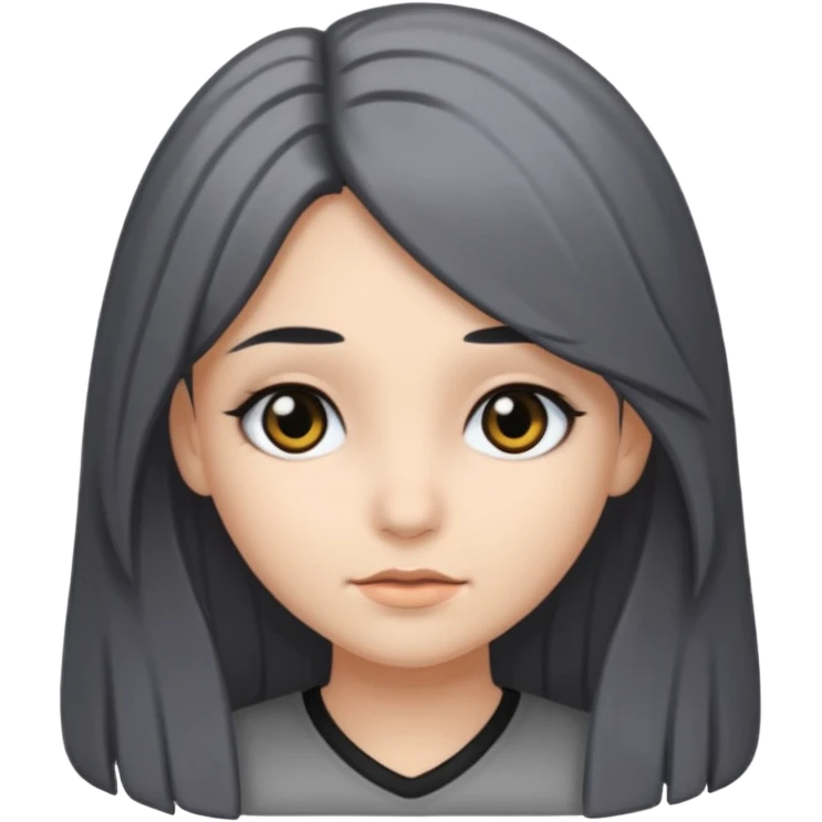 girl with black and gray hair and black eyes and long hair emoji