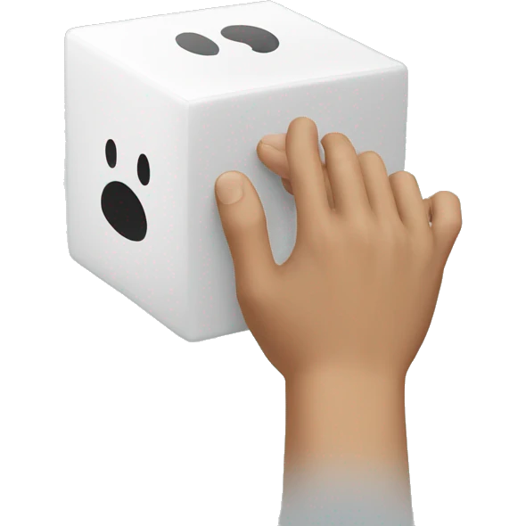 a hand touching a cube emoji