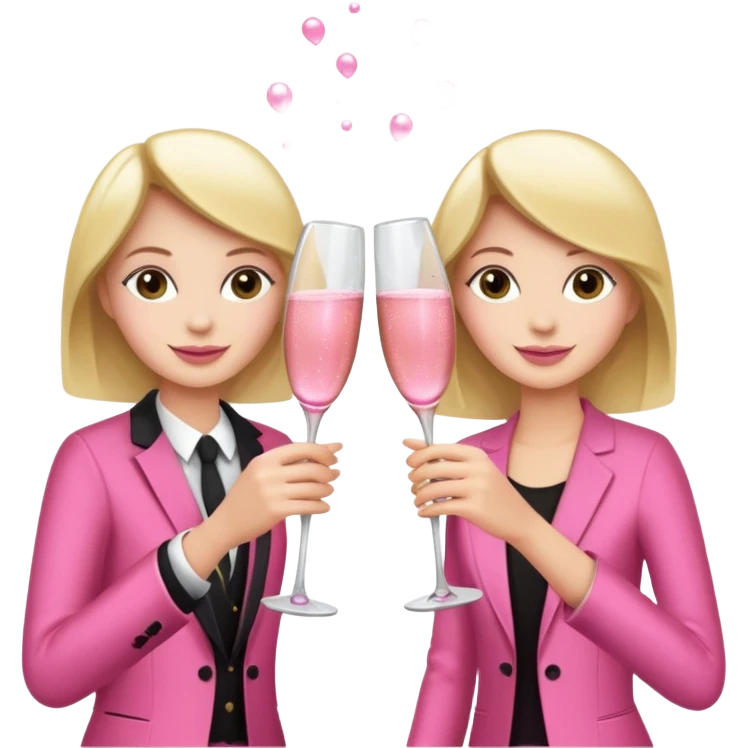 champagne glasses with pink champagne giving cheers two people emoji