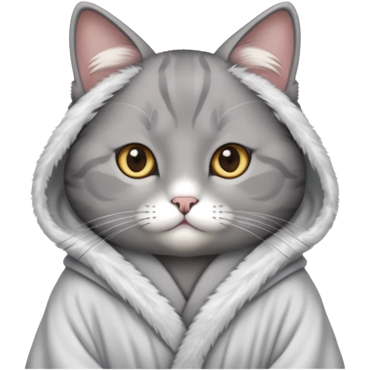 Grey cat wearing a robe emoji