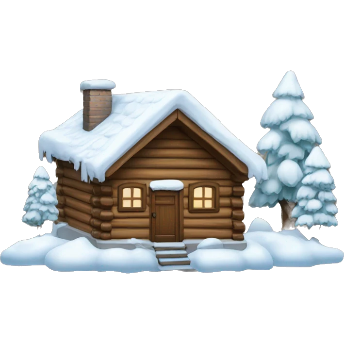 A snow covered wood house emoji