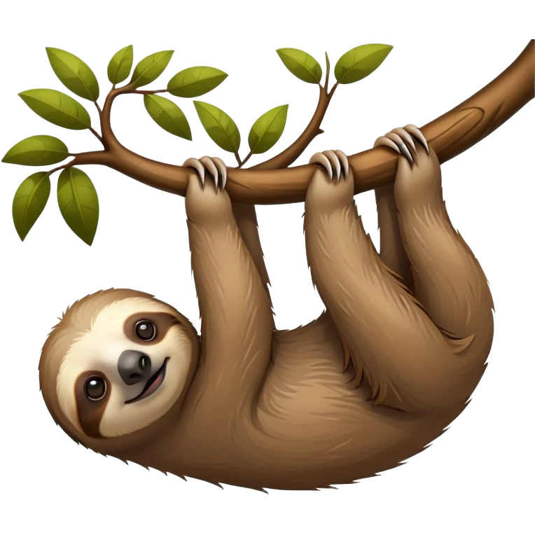 sloth hanging from a tree branch emoji