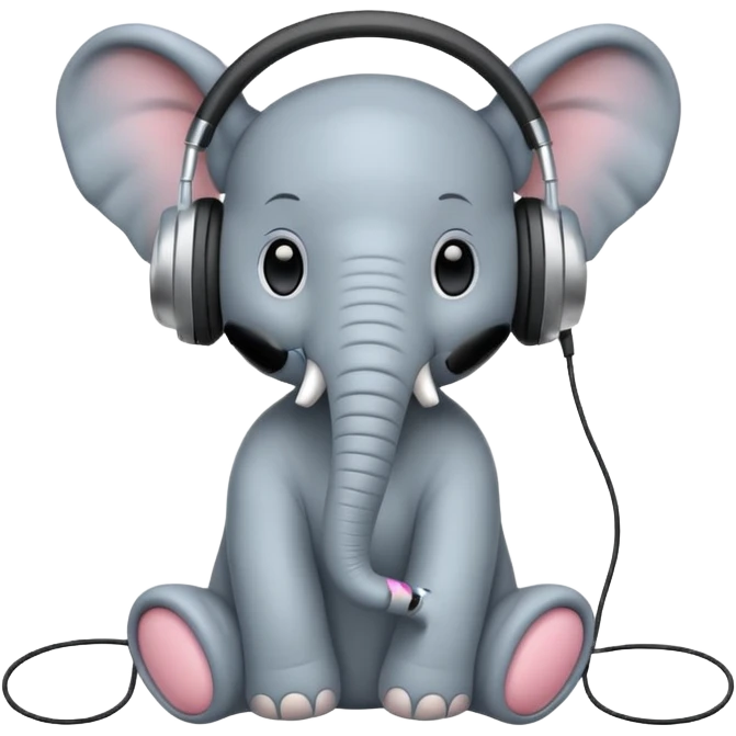 baby elephant with headphone emoji